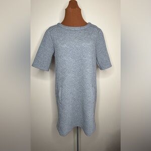 Halogen Gray Quilted Sweatshirt Casual Short Sleeved Shift Dress Size Medium